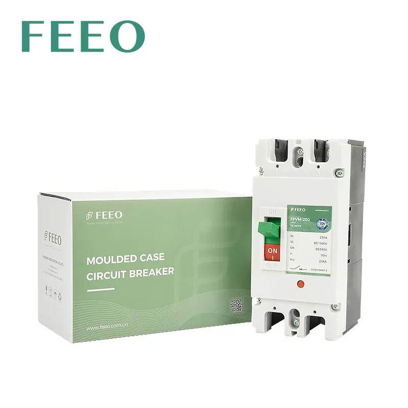 FEEO FPVM-250 2P 550V 800V Solar Moulded Case Circuit Breaker Switch 160A 180A 200A 250A DC MCCB PV Solar Protector Photovoltaic