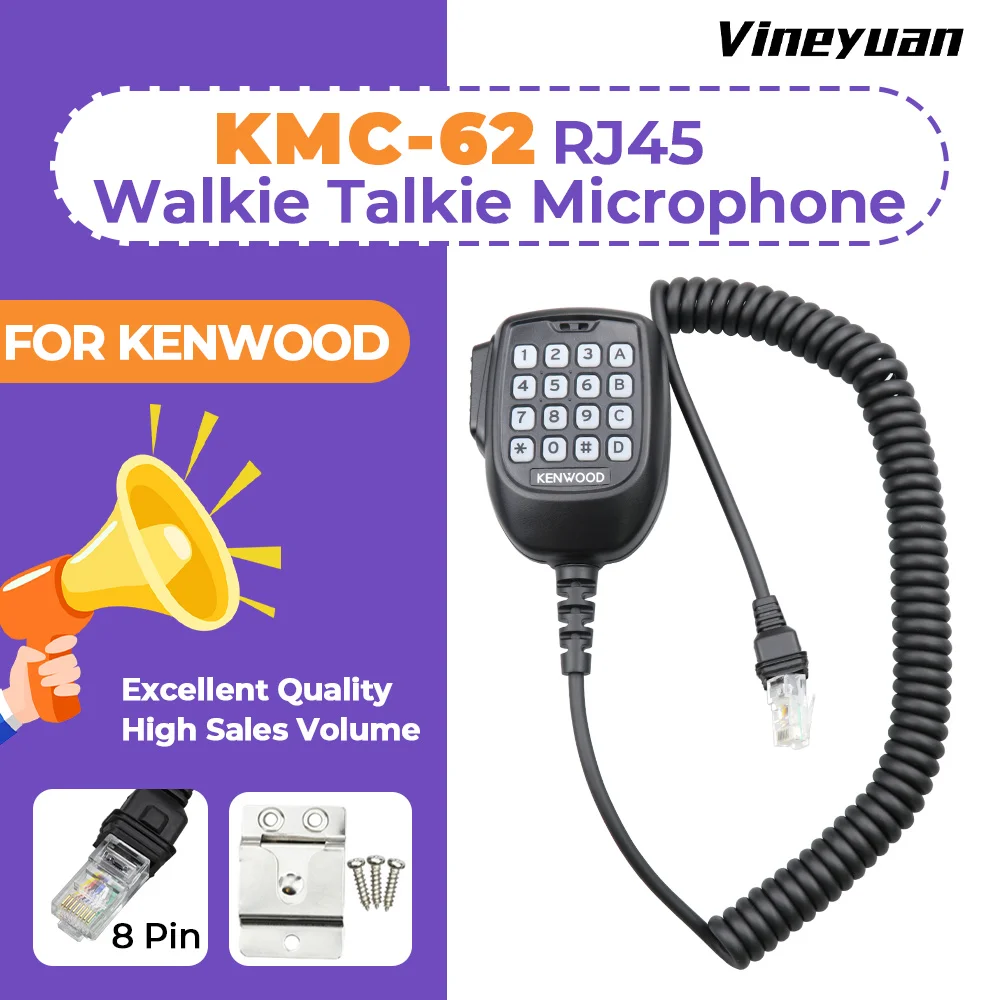 KMC-62 RJ45 8 Pin 16 keypad Walkie Talkie Microphone for KENWOOD TM271A TM281 TM481 TM471 TK868G TK8108 TK768G Radio Hand Speake