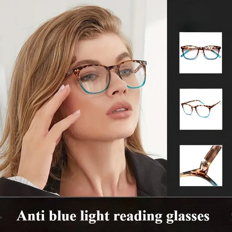 Farbblockierende Lesebrille für Damen, modische Reisnagelbrille mit Anti-Blaulicht, hochwertige Lesebrille