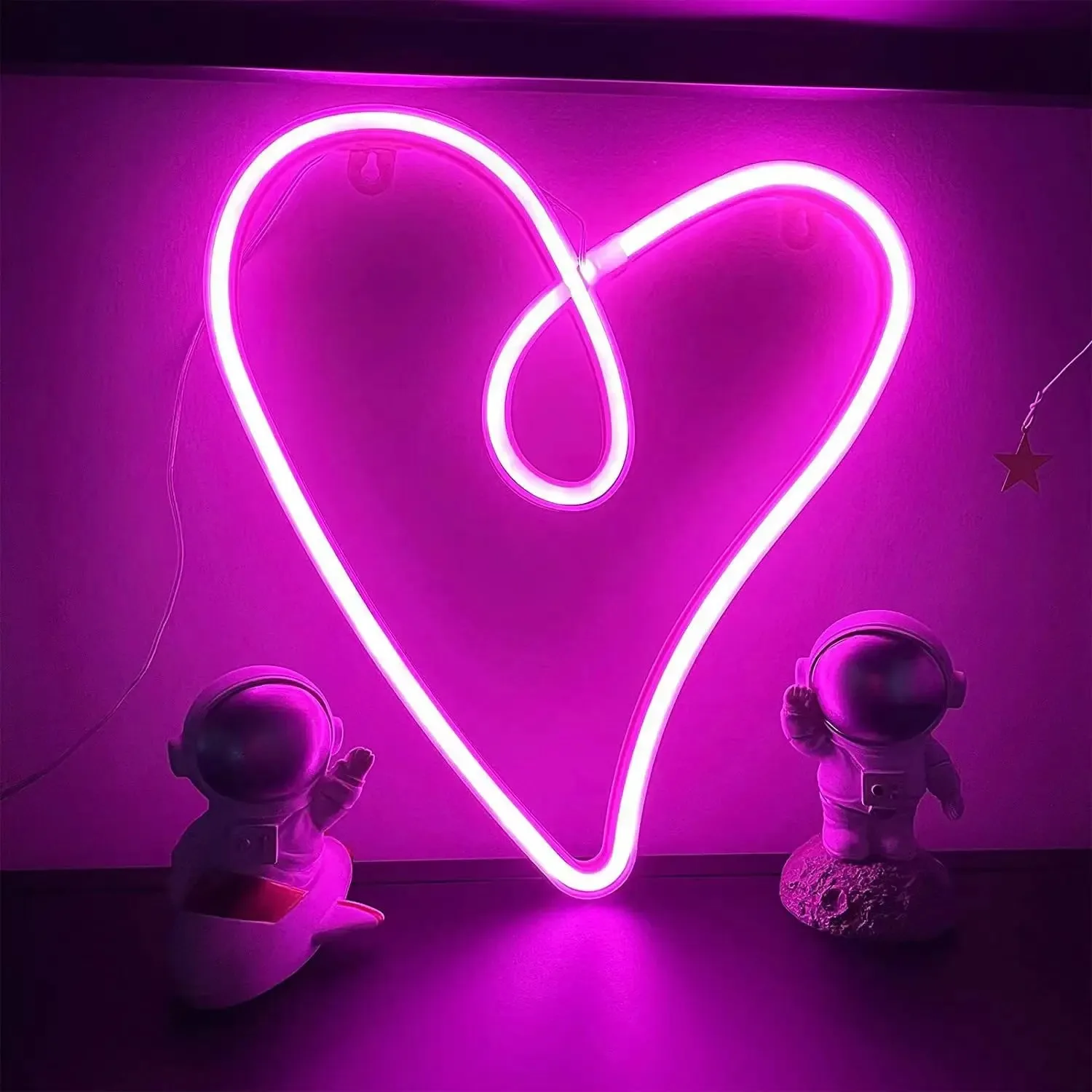

Love Heart LED Neon Light, USB & Battery Powered Wall Lamp, Pink Ambient Light for Room Decor Valentine's Day Holiday Ornament