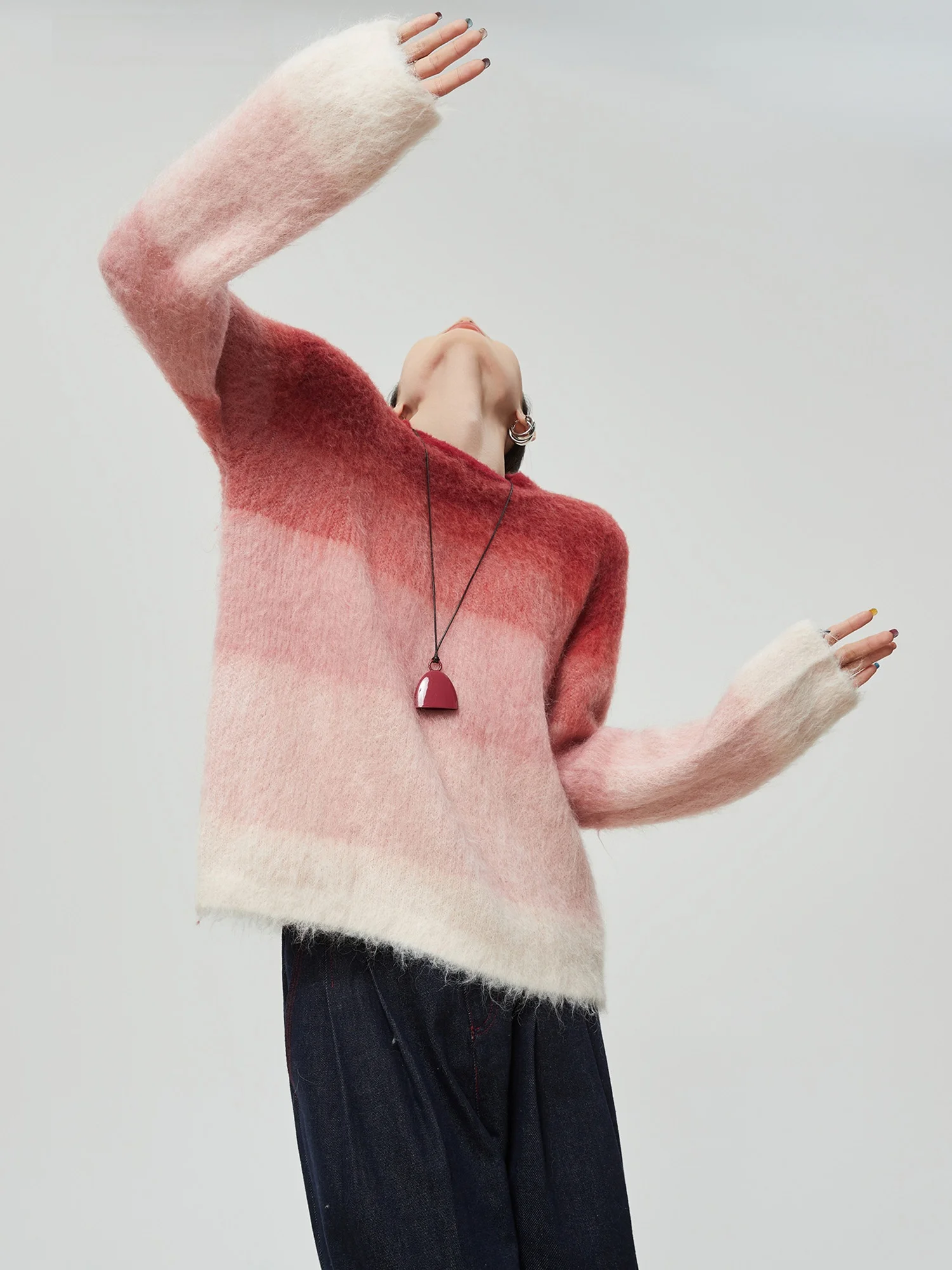 

Новинка! Женский красный вязаный свитер оверсайз в корейском стиле, мягкий, пушистый, теплый, с длинными рукавами, осенне-зимний.