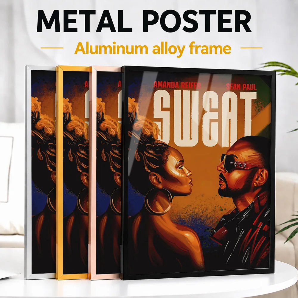 Sweat With Amanda Reifer And Sean Paul Framed Metal Poster Personalized Recording Tribute Wall Art Ideal For Listening Lounge