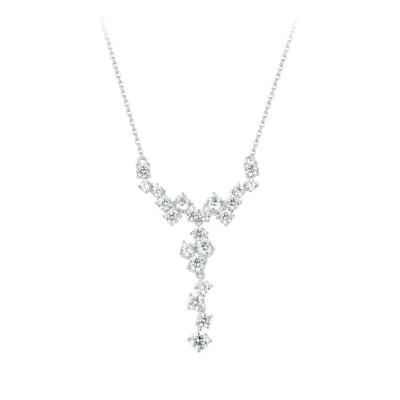 

BELLUX стерлингового серебра 925, позолоченное Y-образное ожерелье, сверкающий синтетический цирконий, элегантное ожерелье-капля для женщин