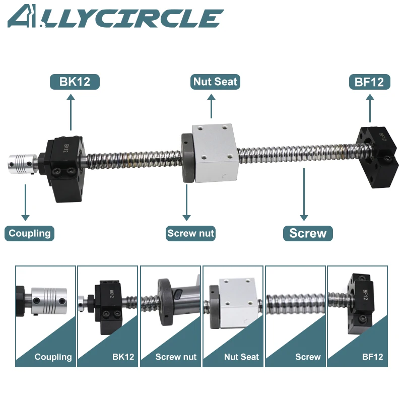 SFU 1605 Ball Screw+Nut+Nut Housing DSG16+BK12 BF12+Coupling for CNC Router SFU1605 Ball Screw Set