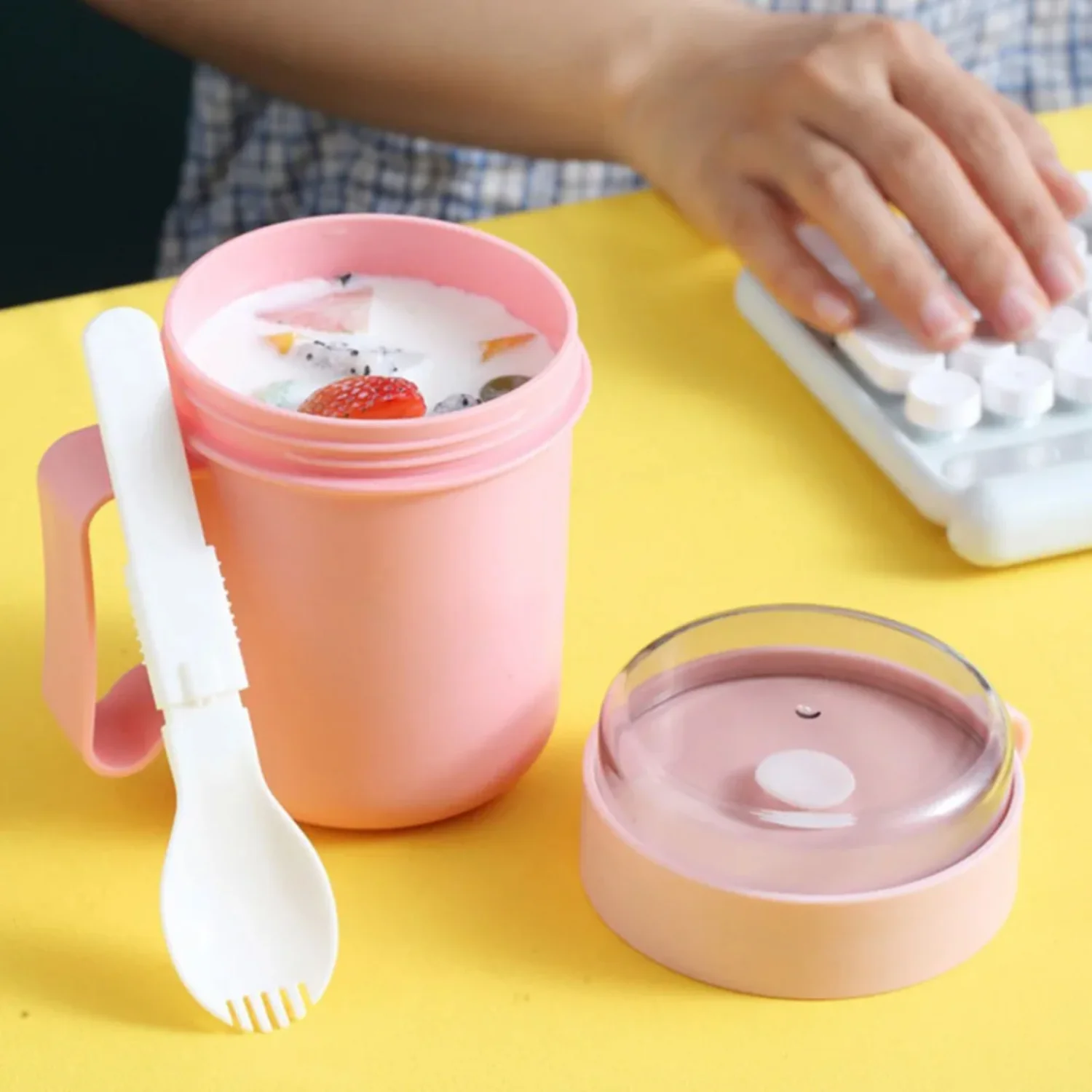 

500ml Lunch Box Portable Food Thermal Insulated Container Breakfast Cup Leak-Proof Soup Milk Thermal Bottle Tumblers With Spoon