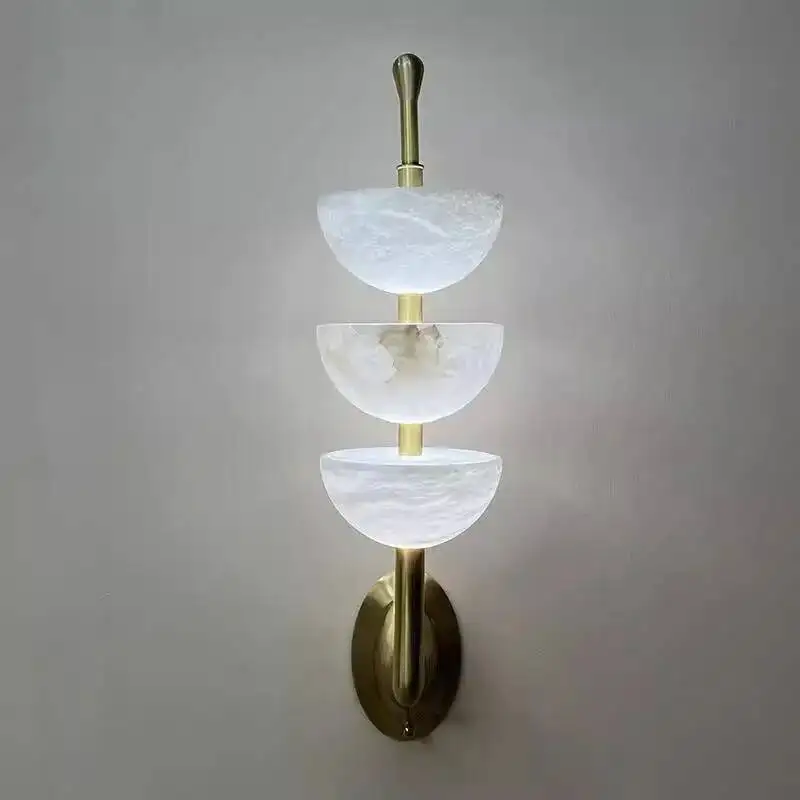 

Настенный светильник из цельной меди с мраморными элементами, в скандинавском современном стиле, для столовой, спальни, изголовья кровати, французской гостиной, фоновой подсветки стены, светодиодное освещение