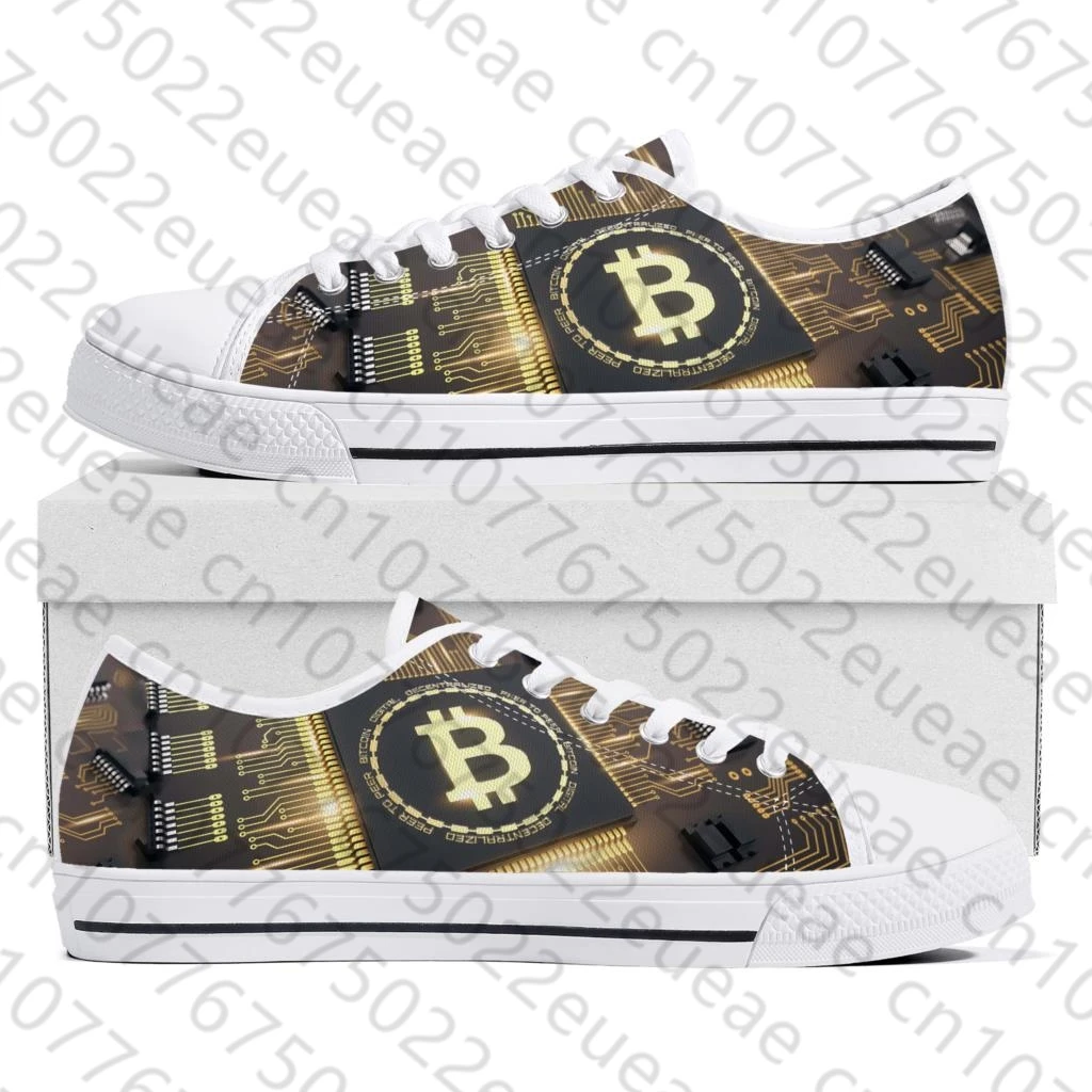 Bitcoin Cryptocurrency Miner BTC Coin Low Top High Quality Sneakers Mens Womens Teenager Canvas Sneaker Couple Shoes Custom Shoe