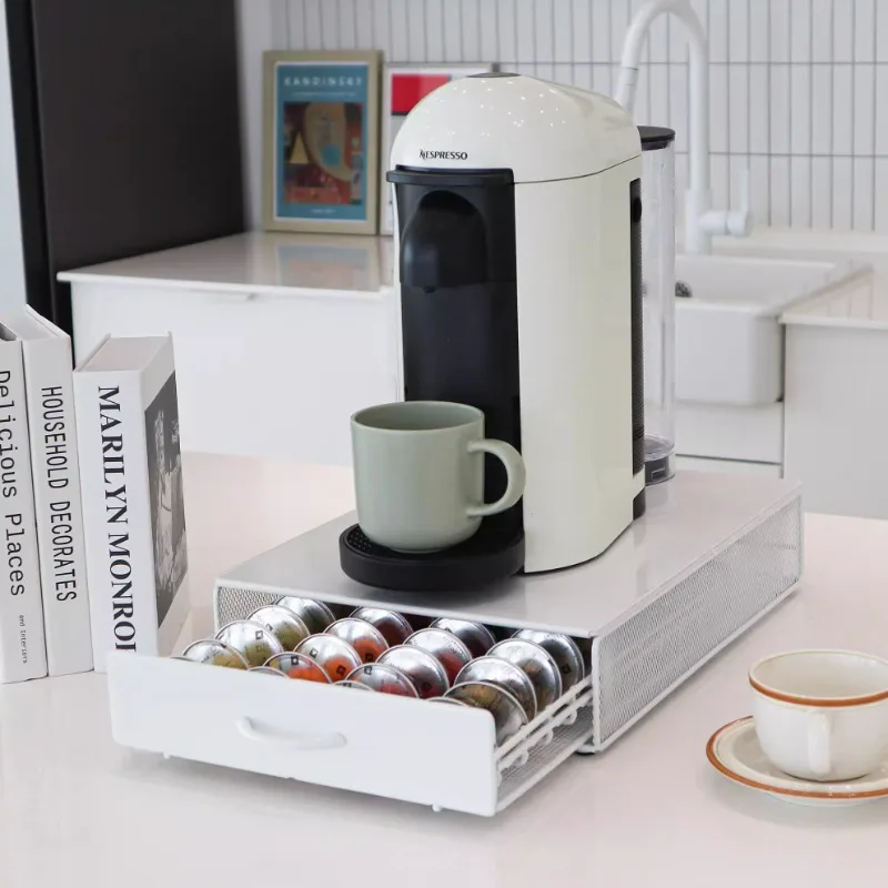 

Accommodate 40 Capsules Coffee Capsule Pod Holder Breathable Mesh Storage Rack Office Pantry Coffee Capsules Organizer Drawer