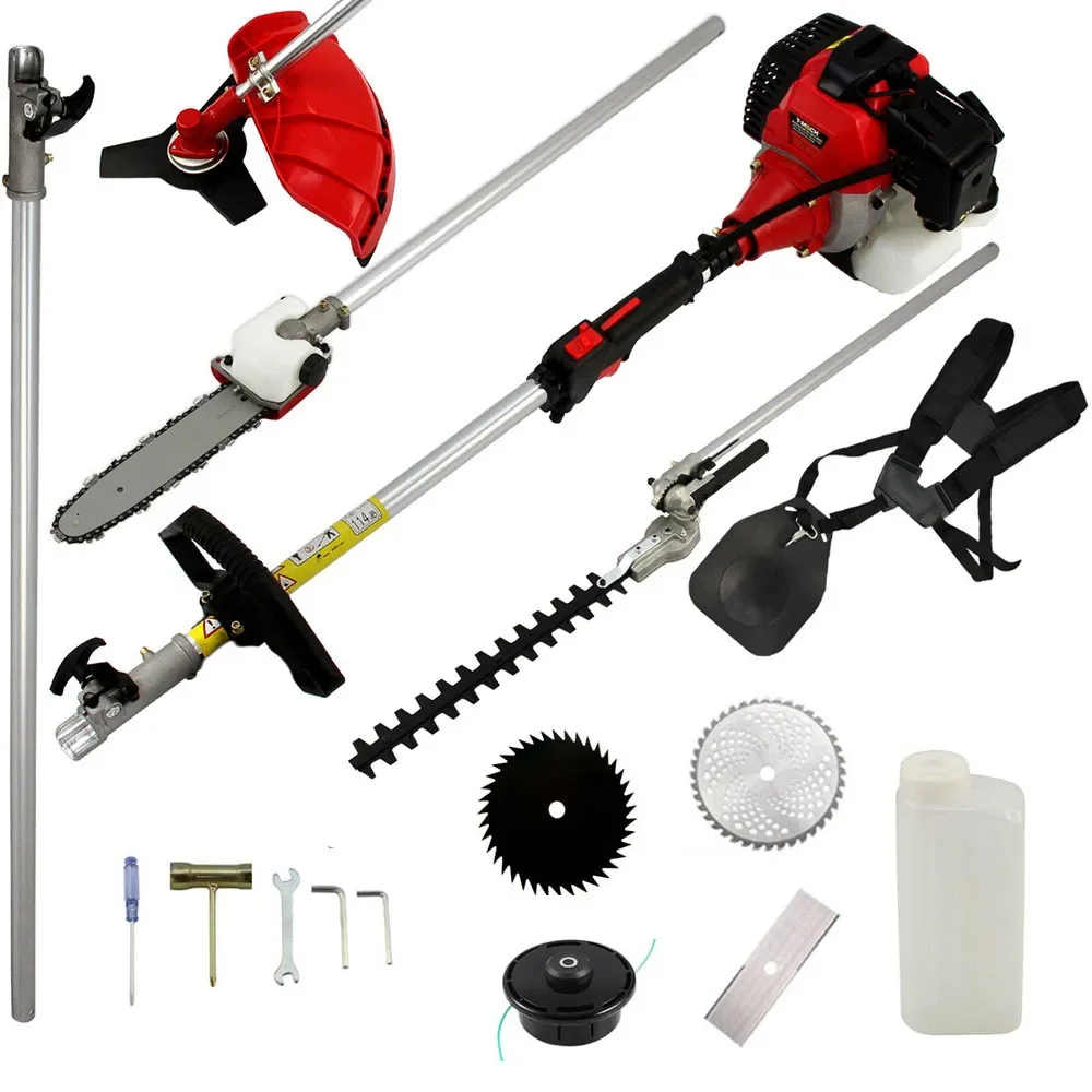 2 Stroke 1.75KW 52cc Garden Hedge Trimmer 5 in 1 Petrol Strimmer Chainsaw Brush Cutter BC520 Multi Tool 52cc