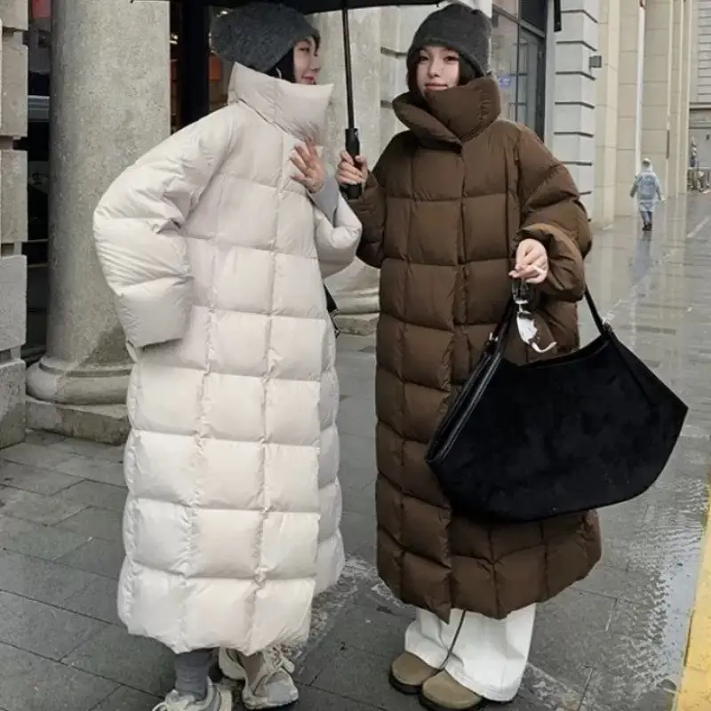 2025 Winter Long Parkas Coat for Women Korean Oversized Stand Collar Cotton-Padded Jacket Windproof Warm Thick Down Cotton Outer