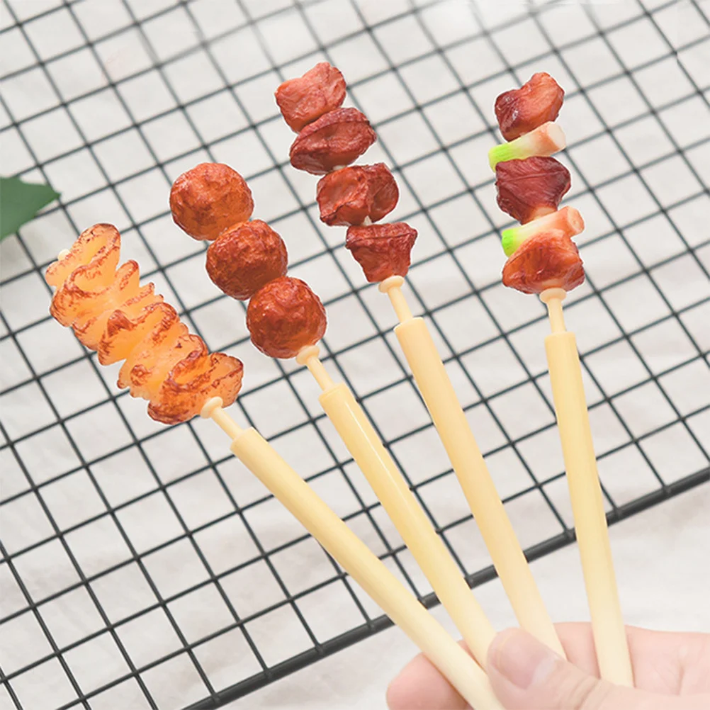 

6Pcs 0.5mm Fine Point Ballpoint Pens Meat Skewers Design Smooth Writing Fine Tip Practical Decorative Pens Student Office