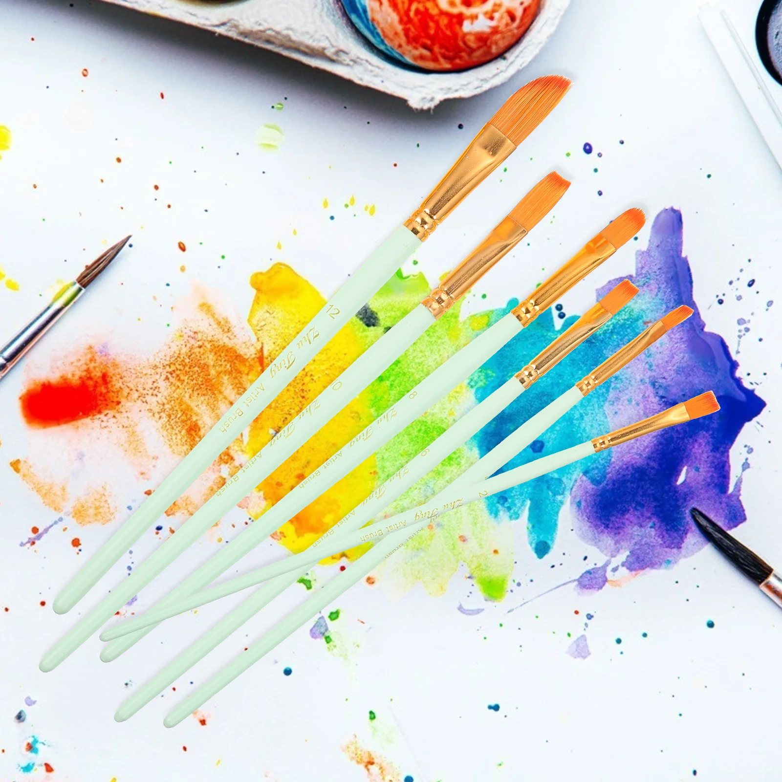 

12Pcs Painting Brush Set Watercolor Acrylic Oil Professional Portable Drawing Nylon Bristle Paint Brushes for Artist Students