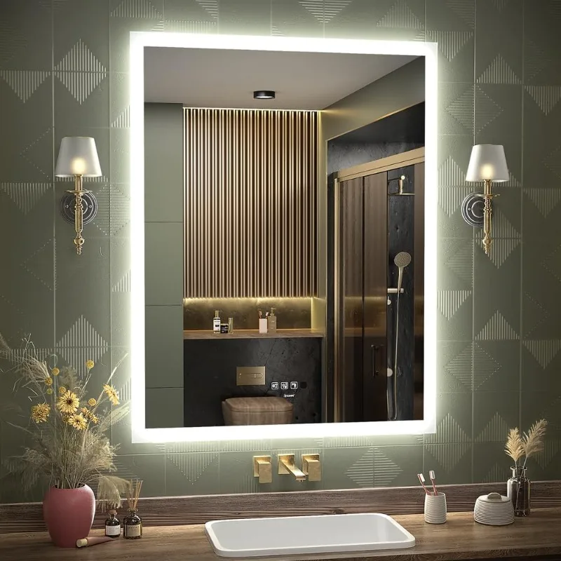 28 x 36 inch LED Bathroom Mirror with Motion Sensor and Bluetooth Speaker, Touch Control Makeup Vanity Mirror Wall Mounted