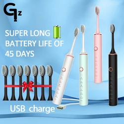 GeZhou Sonic Electric Toothbrush Rechargeable IPX7 Waterproof Toothbrush for children 18 Mode Travel Toothbrush 16 Brush Heads