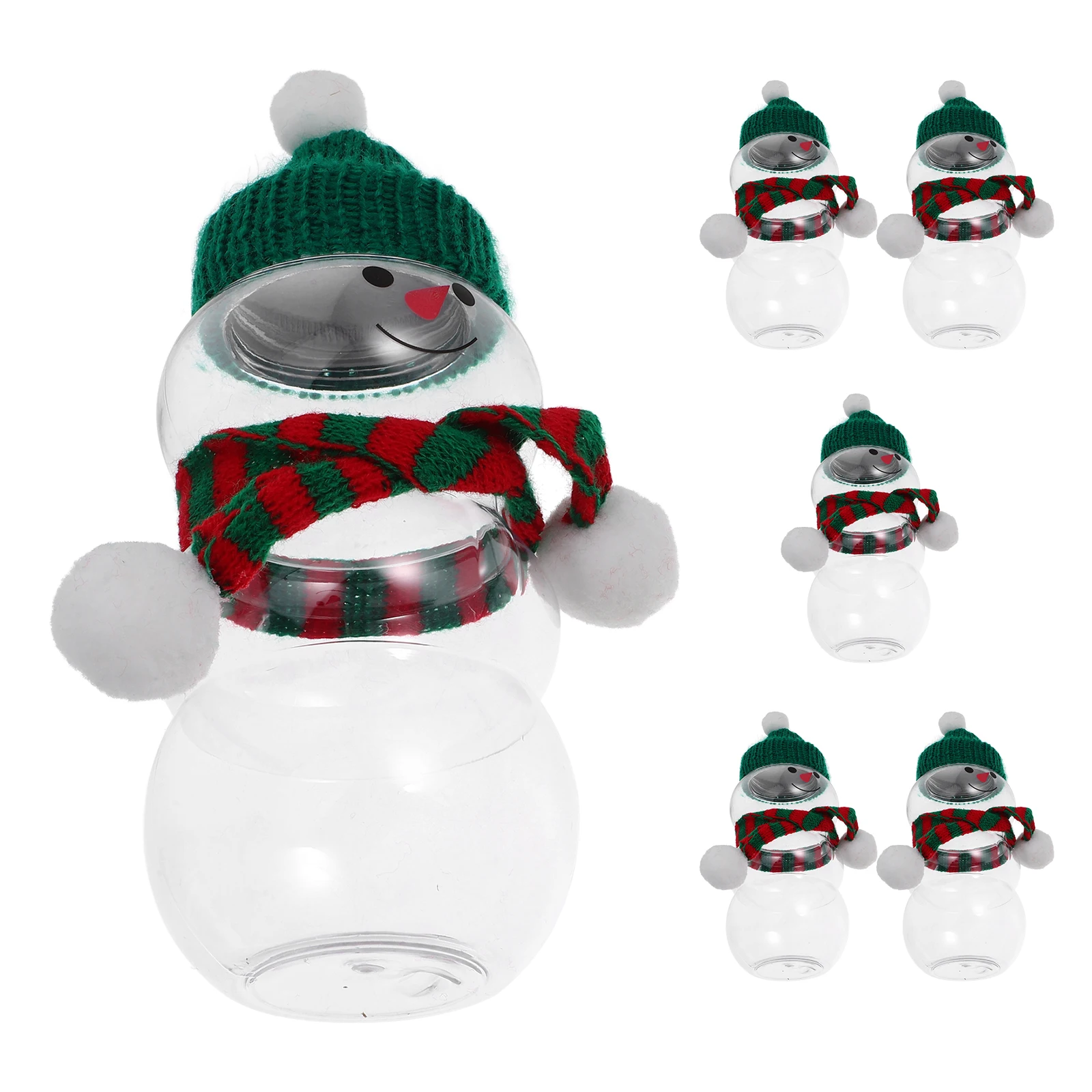 

18pcs Snowman Bottles Clear Containers Lids Candy Wrapping Portable Beverage Storage Christmas Party Favor Juices Water