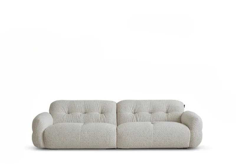 

Cloud sofa light French cream style modern simple living room snowflake velvet retro fabric sofa