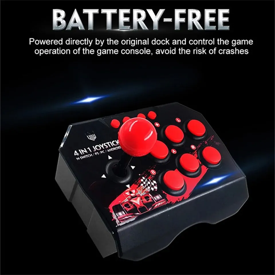 For Switch 4-in 1Game Joystick With 3M USB Cable TURBO Games Console Rocker Arcade Station For Nintendo Switch Android TV PS3 PC