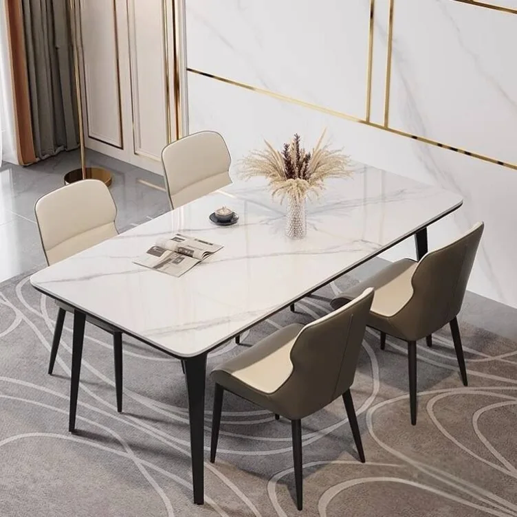Dining table and chairs, small home rectangular dining table, elephant leg stone dining table