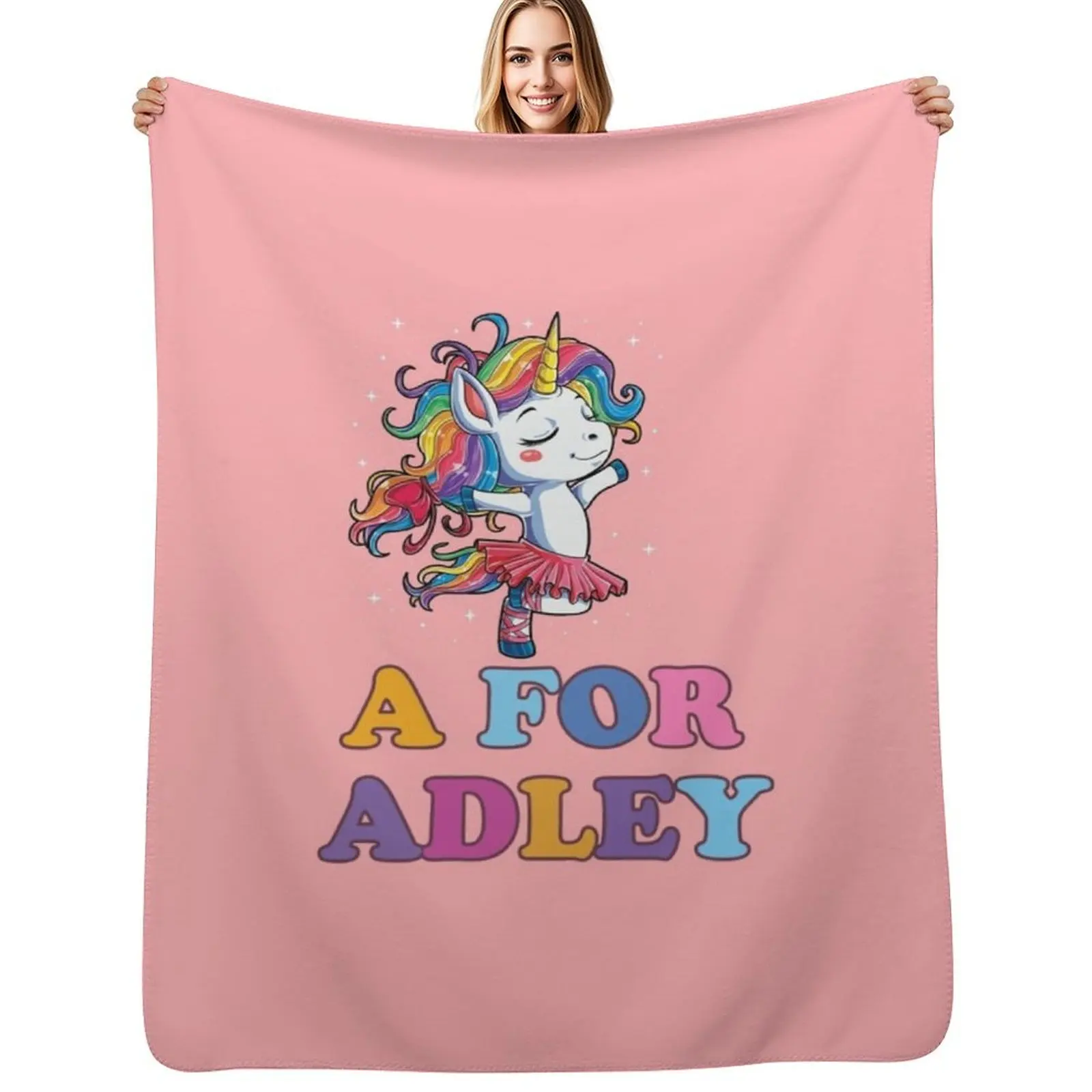 

Adley's Playspace: A For Adley Unicorn Dancing Cute Throw Blanket Personalized Gift Cute Bed covers halloween Blankets