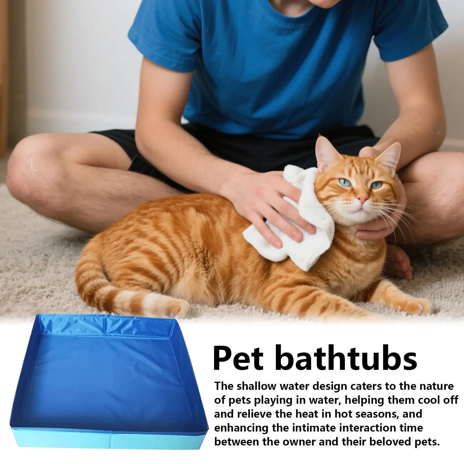 Pet Swimming Pool PVC Square-Shaped Folding Dog Bath Pool Non-Inflatable Anti-Slip Pet Puppy Paddling Tub for Home Yard Garden