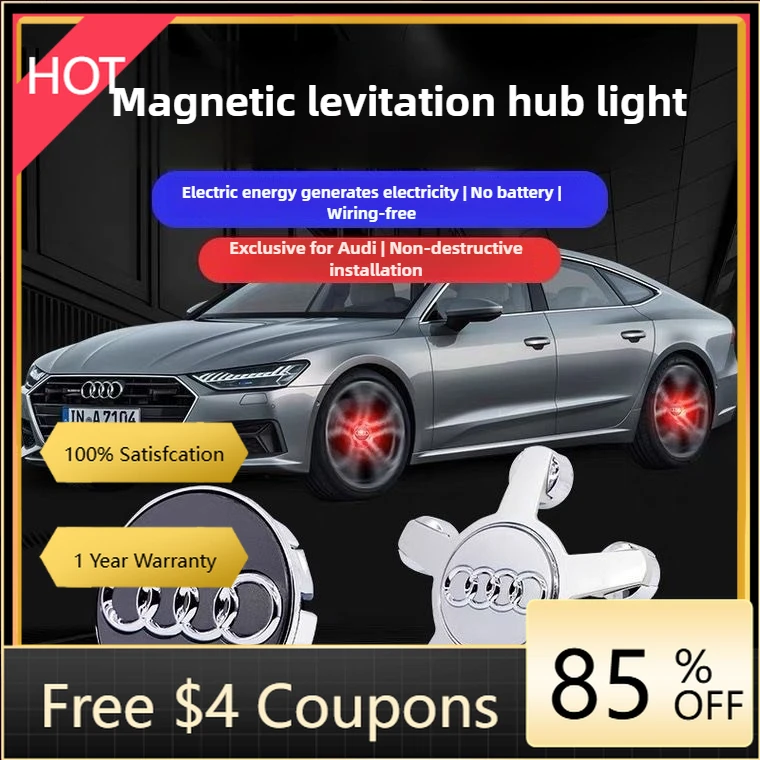 

Для Audi: 4 шт. светодиодных колпачков для центральных отверстий колес (60 мм, 69 мм) с плавающей подсветкой для Audi A3, A4, A5, A6, A7, A8, Q7