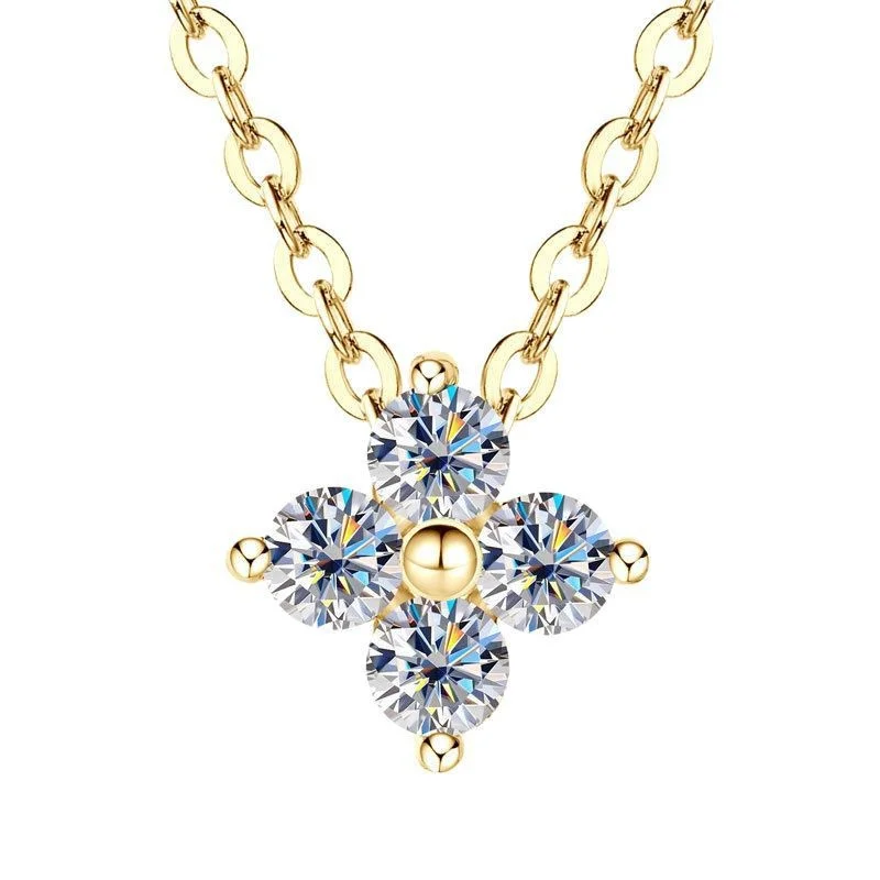 

ZFSILVER модные модные классические 10 К золотого цвета D муассанит простые серьги с клевером для женщин аксессуары ювелирные изделия подарки K-EMO-750