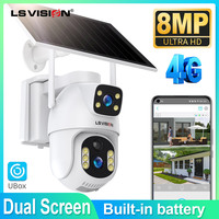 LS VISION Ubox Security Camer Dual Screen 4G Sim Solar Powered 360° Pan AI Tracking 4K Clarity Cameras Wireless Outdoor Camera