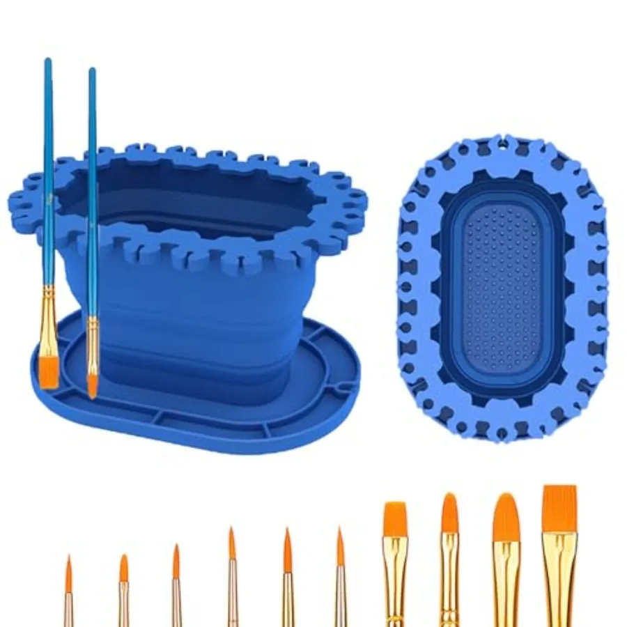 

Paint Brush Cleaner Rinse Cup All-in-One,Foldable Brushes Holder and Brush Cleaning Cup for Acrylic, Watercolor, and Water-Base