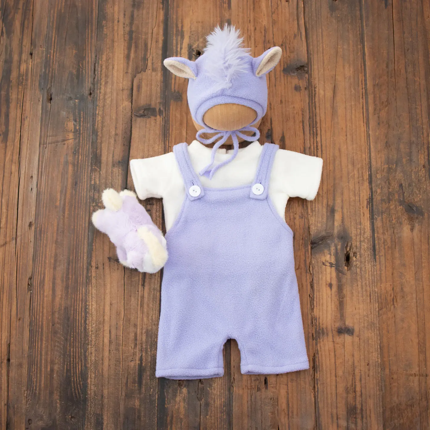 ❤️Newborn Photography Clothing Pony Hat+Jumpsuit+Doll 3Pcs/Set Baby Photo Props Accessories Studio Shoot Clothes Outfits