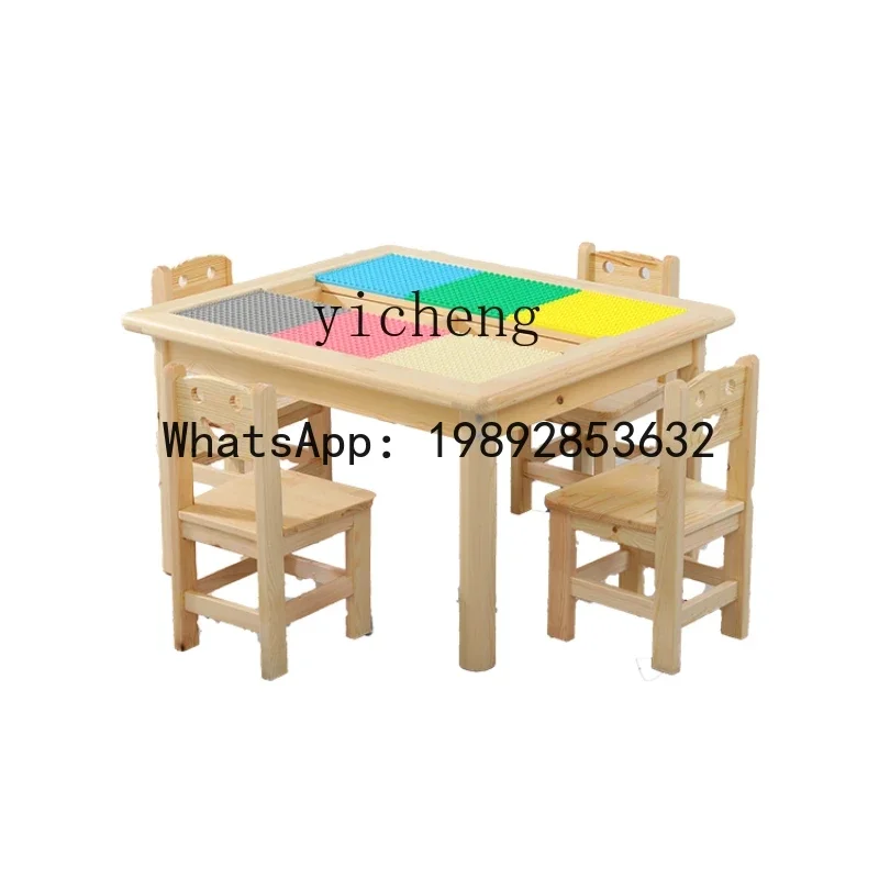 طاولة بناء ليغو متوافقة متعددة الوظائف للأطفال من AH، طاولة ألعاب تعليمية للأطفال #2