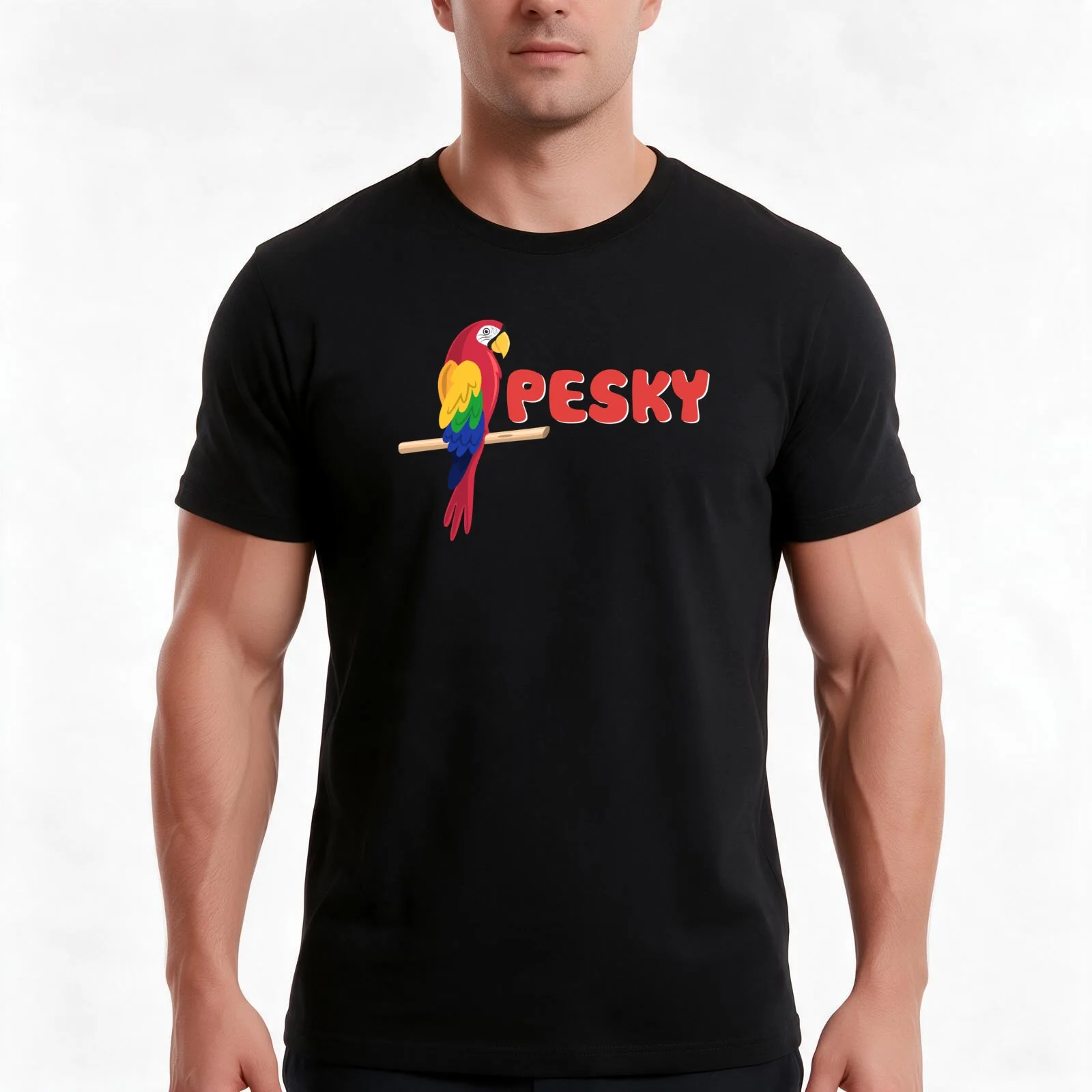 pesky bird grian T-Shirt, Summer Casual Cotton Tee, Oversized Streetwear Tops, Vintage Graphic Print, Loose Fit Short Sleeve