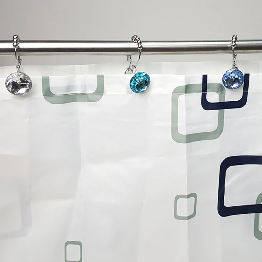 

12 Pcs Shower Curtain Rod Rings Rhinestone Hook Curtains Decorative Hooks Stainless