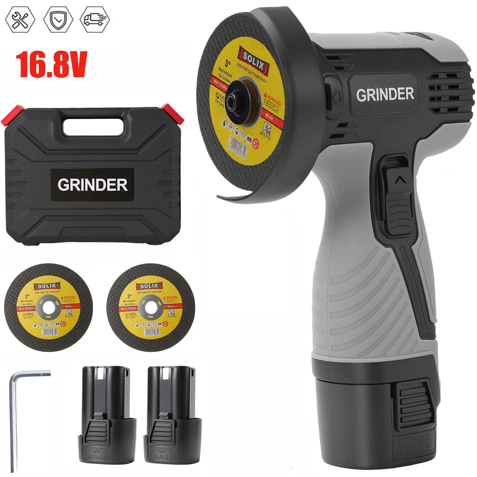 16,8V Lithium-Akku-Winkelschleifer Mini Kleine Haushalts-Handschleifmaschine Poliermaschine Schleifwerkzeug