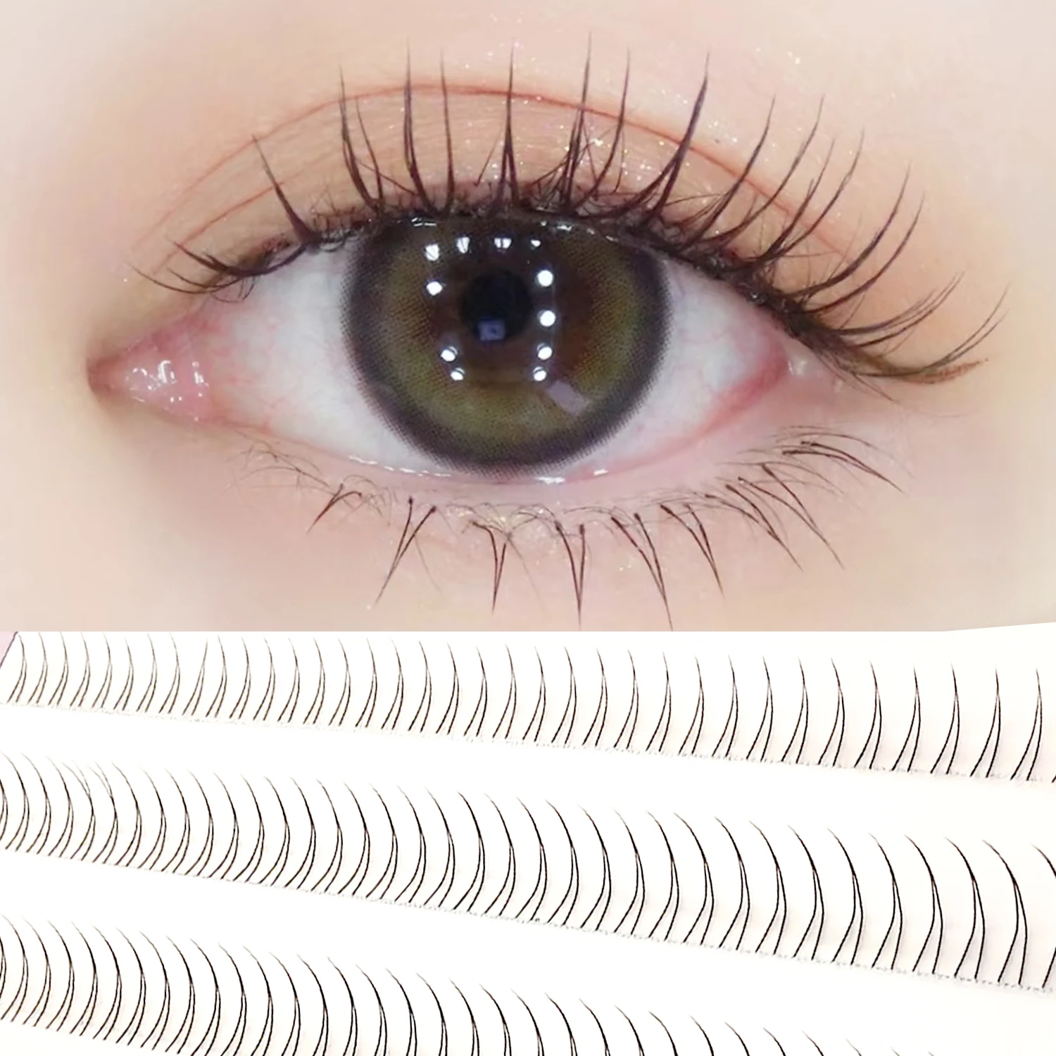 C Curl V Shape Black Under Eyelash Comic Eye Lashes Natural Bottom Lashes Soft Manga Eyelashes Bunches Eyelash Clusters Korean