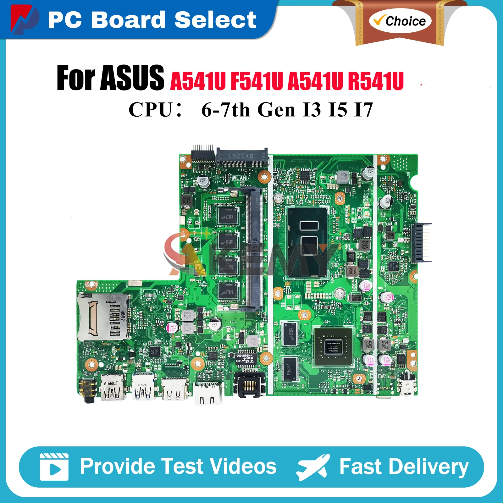 

X541UV Материнская плата для ноутбука ASUS VivoBook X541U F541U A541U X541UAK X541UJ A541U X541UV X541UVK R541U Материнская плата I3 I5 I7 CPU