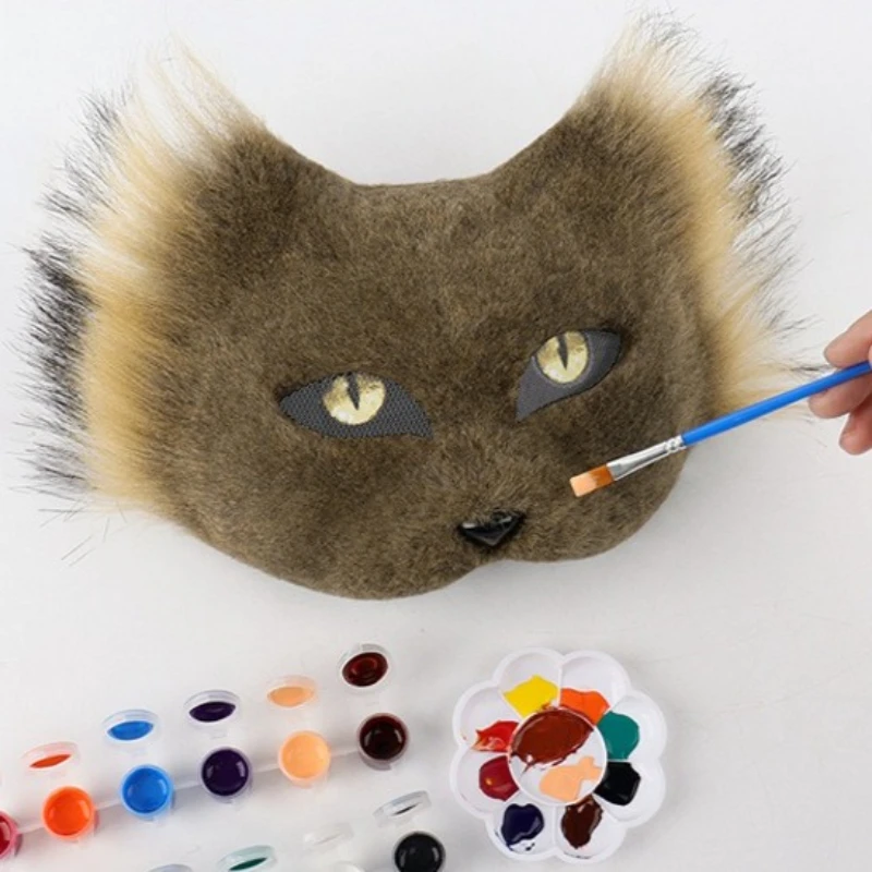 هالوين أنيمي نصف الوجه القط قناع شخصية DIY بها بنفسك قناع الحيوان تأثيري اكسسوارات أفخم الذيل الحيوان الذيل الكرة قلادة