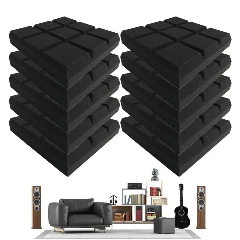 Acoustic Panels Quick-Recovery 12x12x2inch Acoustic Foam Panels Sound Proof Padding For Echo Bass Isolation Adhesive Foam Panel