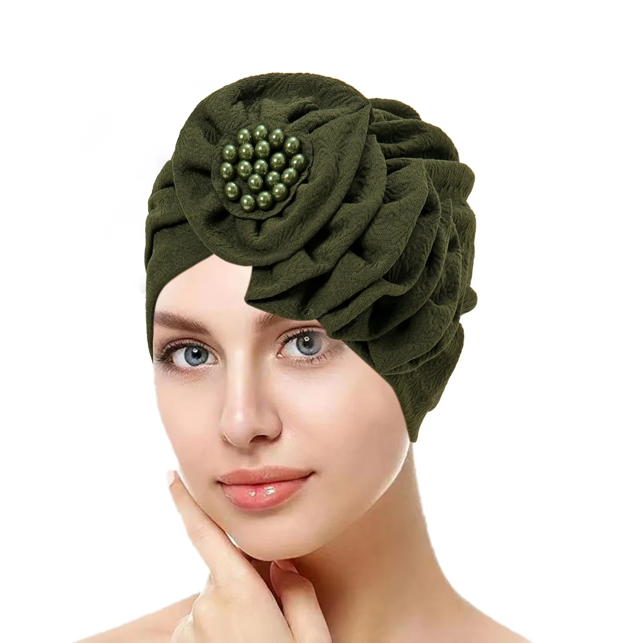 Gorro Hijab con flores multicolor para mujer, gorro indio de Color sólido para Ramadán, turbante musulmán, Bandana