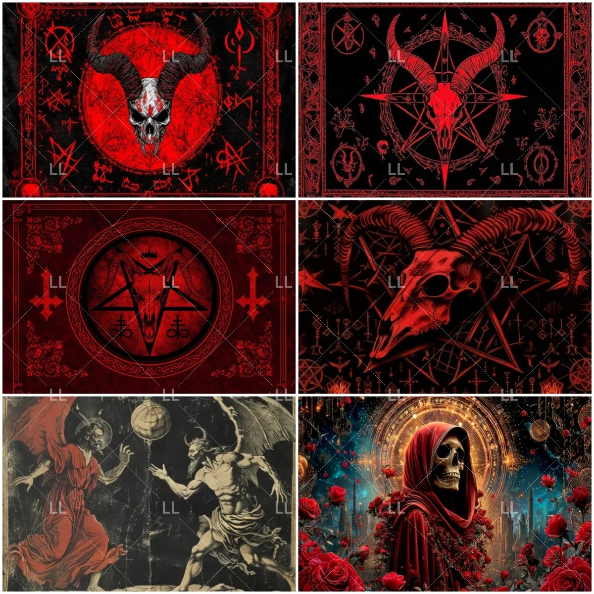 Halloween Gothic Dark Night Ritual Satanic Backdrop Goat Head Witch Secret Photography Background Studio Wall Decoration Props