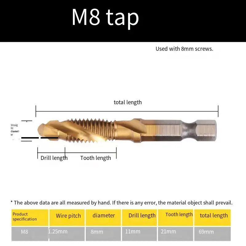 1 مجموعة M3-M10 HSS برغي صنبور لولبي مثقاب الخشب التيتانيوم المغلفة عرافة عرقوب المعادن الخشب الحفر التنصت مجمع الصنابير طقم أدوات يدوية #3