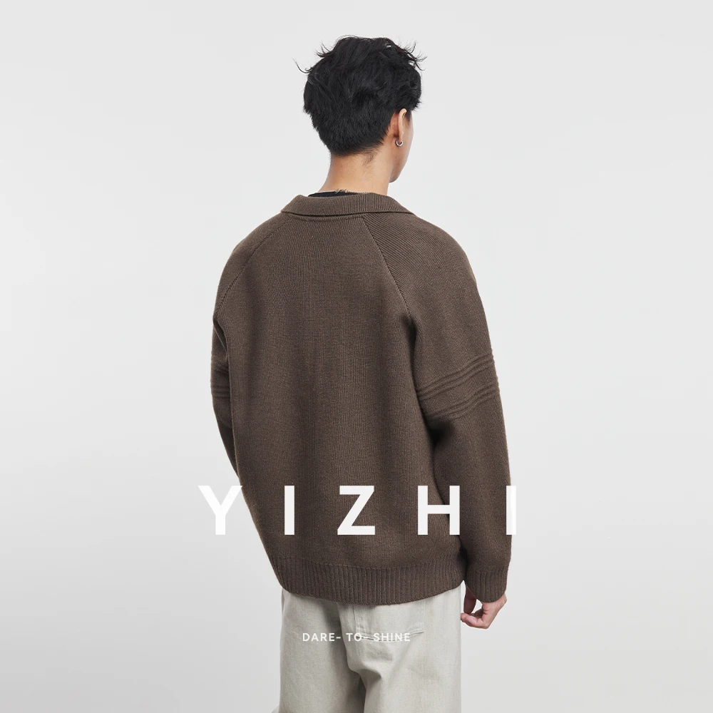 Men's Clothing Spring and Autumn Knitted Cardigan Jacket Men's Lapel Sweater Loose Casual Lazy Style Solid Color Top Jacket