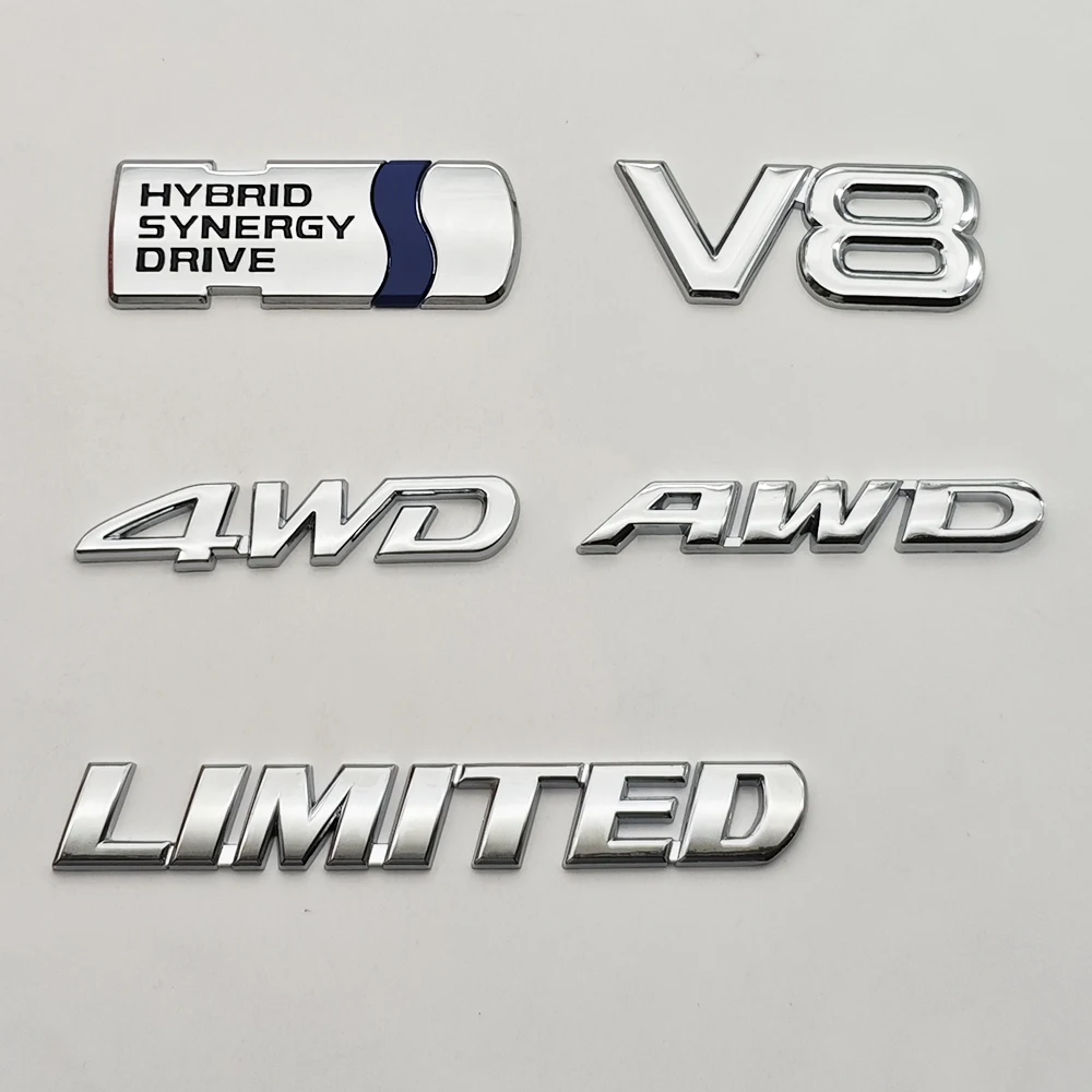 

3D Metal Car Sticker HYBRID SYNERGY DRIVE V8 LIMITED AWD 4WD Logo Badge Fender Trunk Emblem For Toyota RAV4 Camry RS Accessories