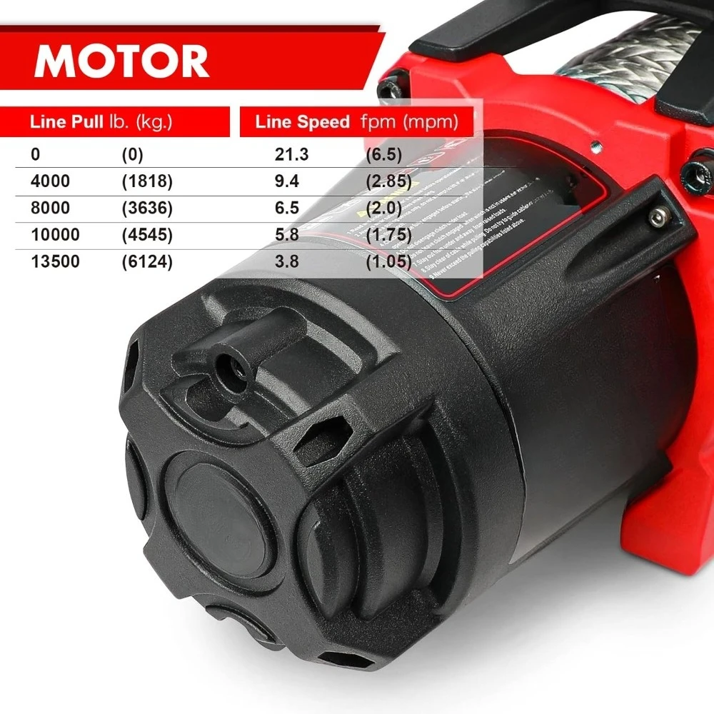 ترقية جديدة-Winch-13500 رطل. ونش كهربائي بسعة تحميل - طاقة تيار مستمر 12 فولت لشاحنة القطر على الطرق الوعرة، 2 في 1 لاسلكي - جودة عالية #4