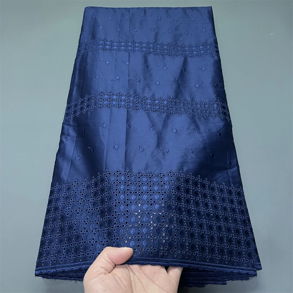 

2025 африканский нигерийский тюль, кружевная ткань для шитья платья, высокое качество, дамасский хлопок, чистая вышивка, свадебная вечеринка, 5 ярдов hz1399