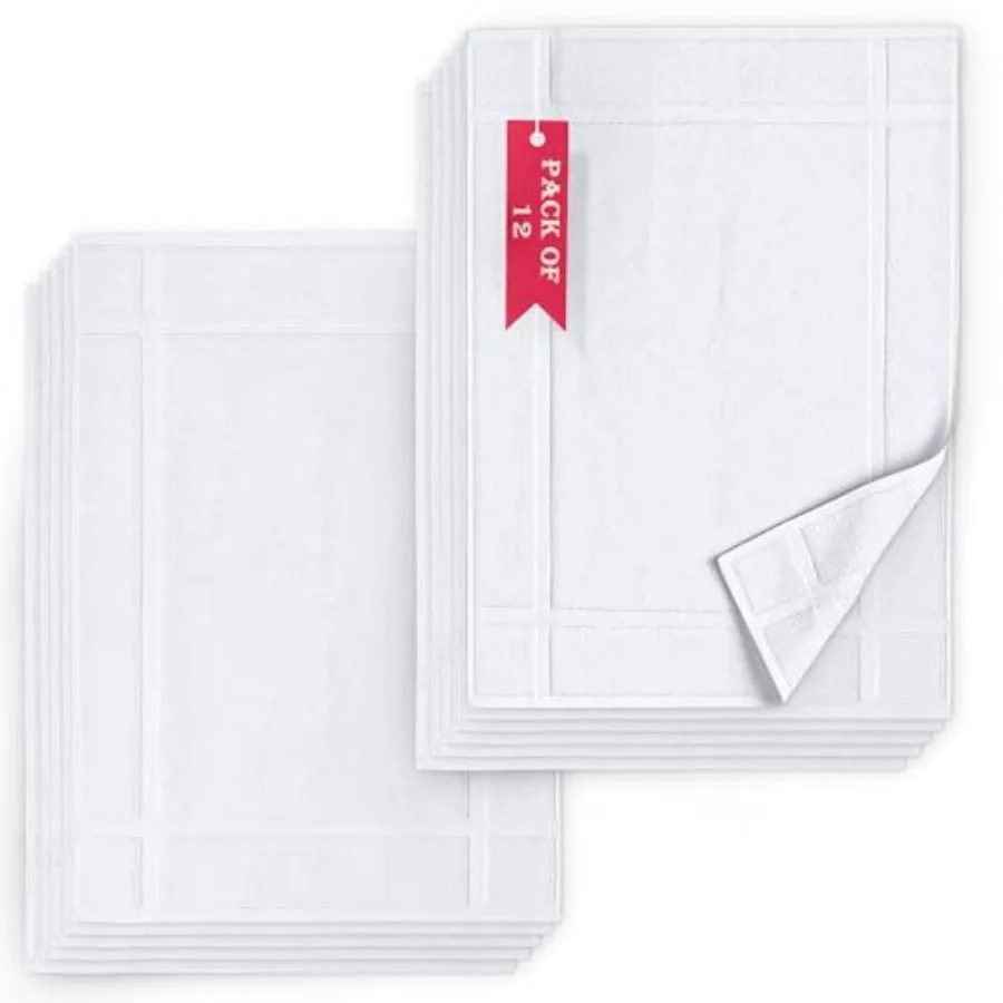 Pack of 12 100% Cotton Bath Mat 20x30 Inch, Soft and Absorbent Quick Dry Bathroom Mat Set, Not Bathroom Rugs, After Shower Mat,