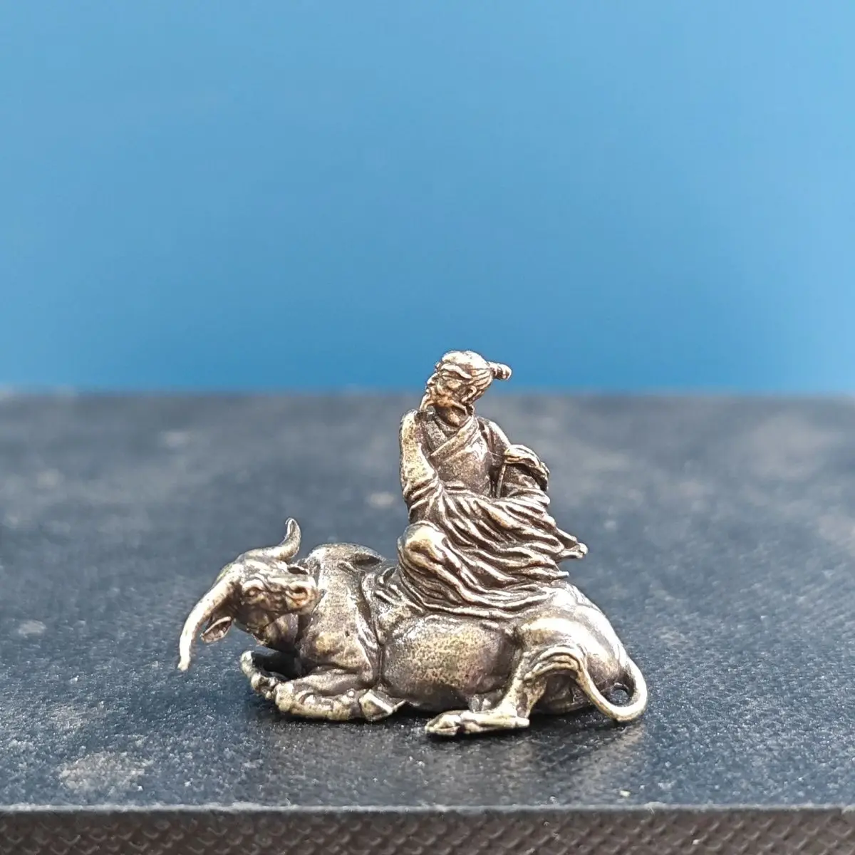 Brass Laozi's enlightenment bonsai, strange rock rockery, fish tank landscape ornament, riding an ox Laozi ornament