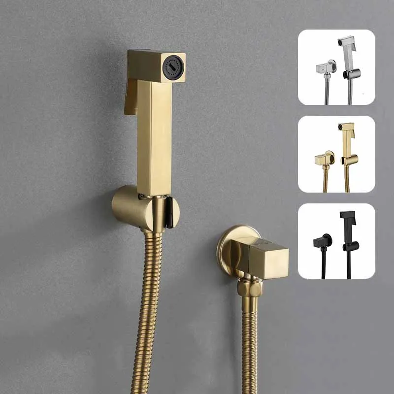 

Toilet Bidet Faucet Brush Gold Brass Bidet Mixer Tap Bathroom Bidet Hand Shower Blow-fed Spray Gun Nozzle Single Cold Water Taps