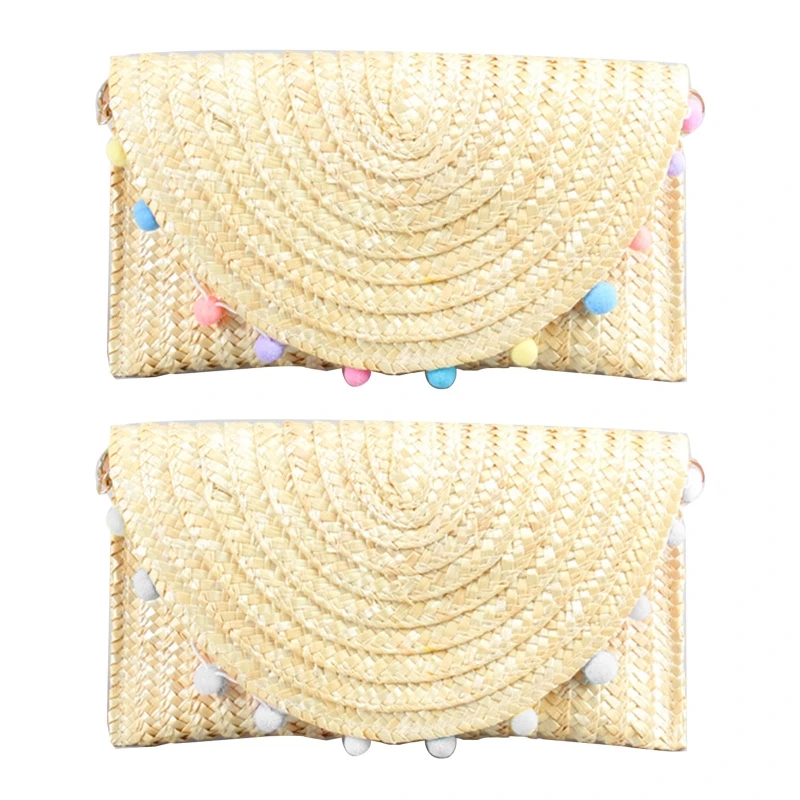 

Daily Woven Straw Clutch Handbag Envelope Wallet Bag Buckle Flap Bags