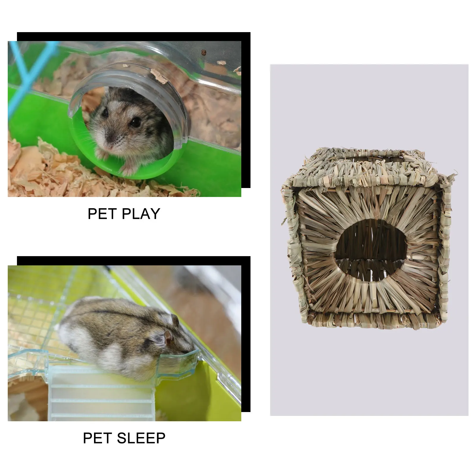 

1pc Handmade Natural Straw Rabbit Foldable Pet Nest Cozy Warm Shelter Durable Decorative House For Small Animals Comfortable