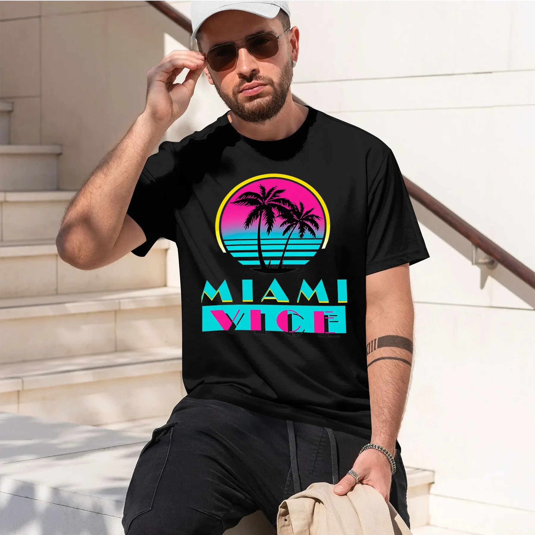 VICE 2026 new fashion heavyweight hot selling retro printed pattern fun round neck T-shirt for daily comfort